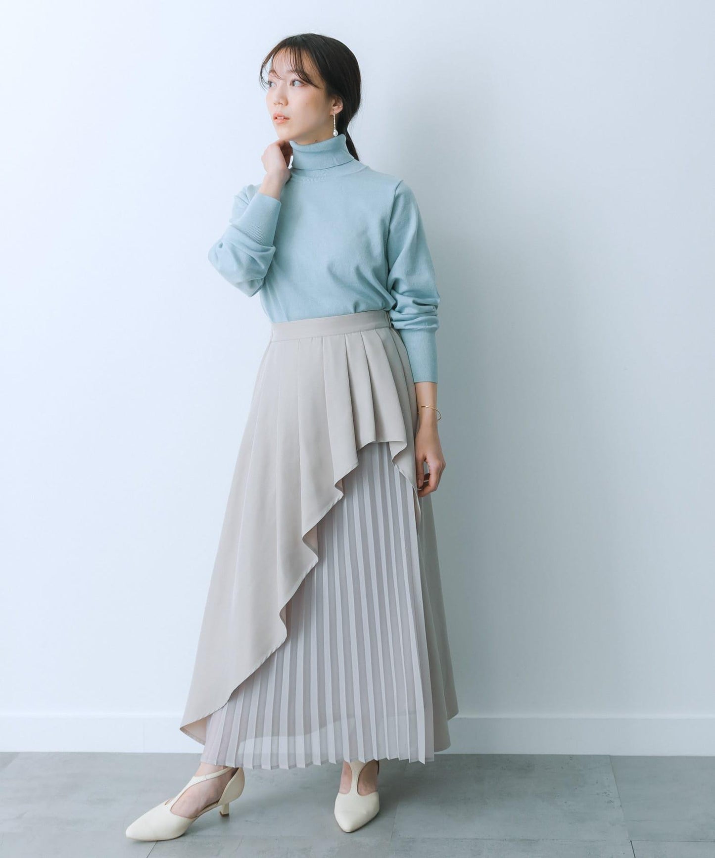 透視褶皺層疊半身裙