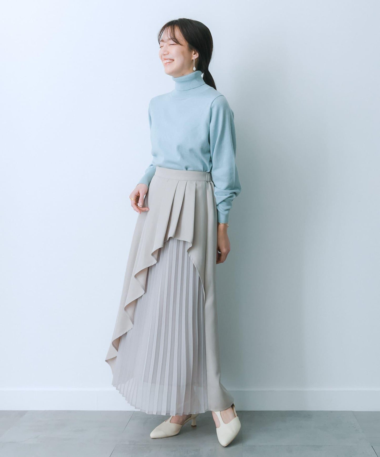 透視褶皺層疊半身裙