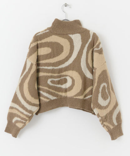 大理石紋提花高領針織衫