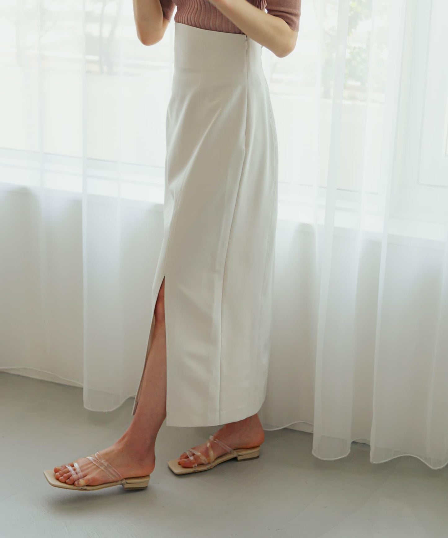 彈力開叉半身裙