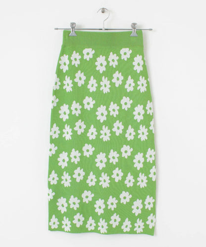 花卉圖案針織修身裙