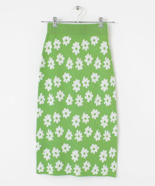 花卉圖案針織修身裙