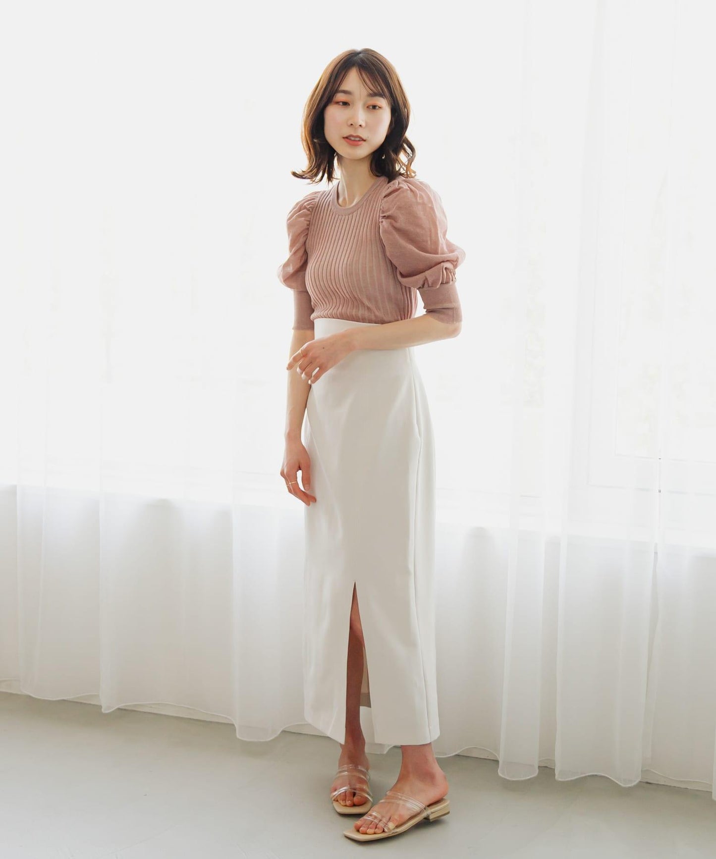 彈力開叉半身裙