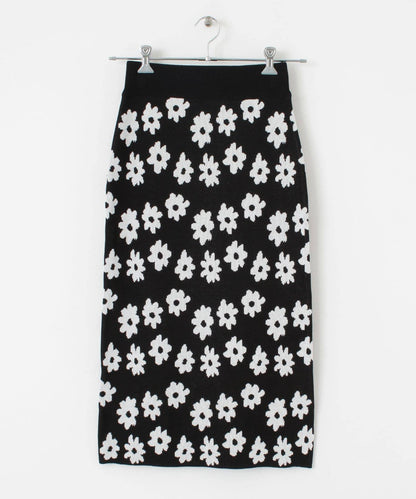 花卉圖案針織修身裙