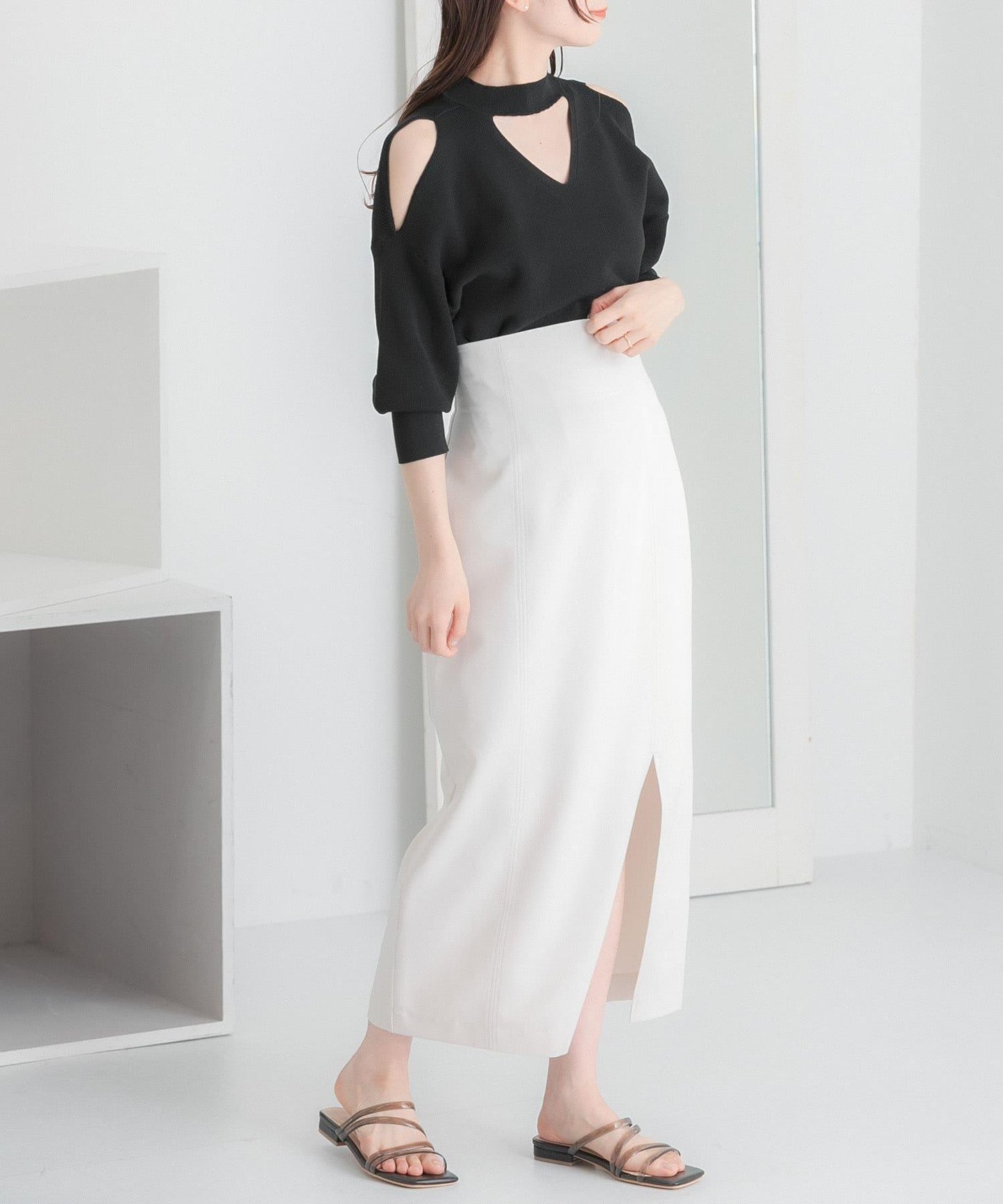 彈力開叉半身裙