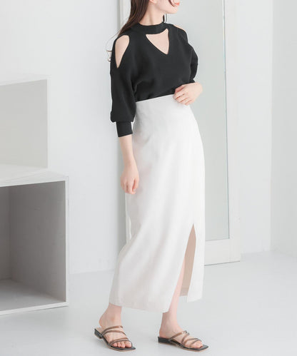 彈力開叉半身裙