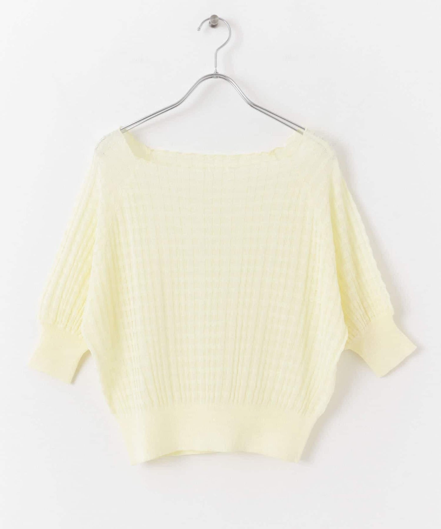 透視提花拼色針織上衣