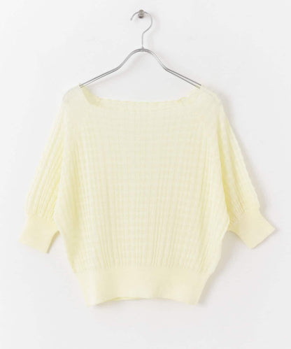 透視提花拼色針織上衣