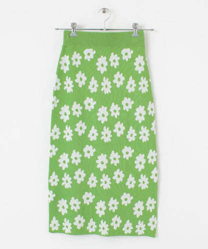 花卉圖案針織修身裙