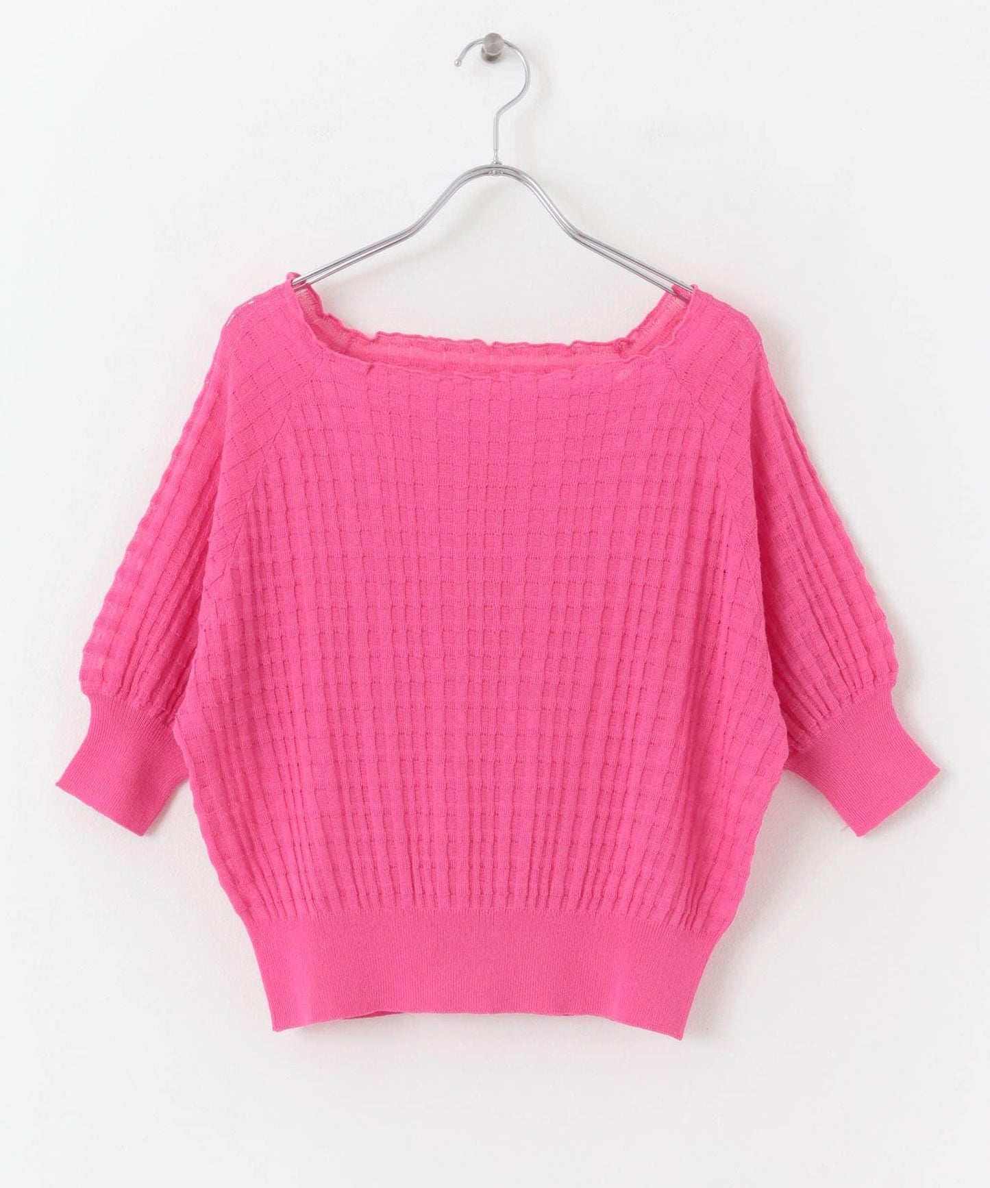 透視提花拼色針織上衣