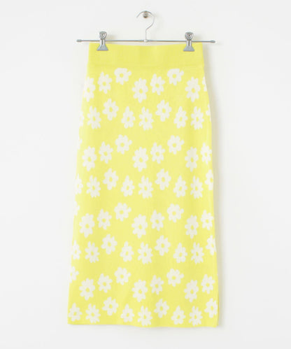 花卉圖案針織修身裙