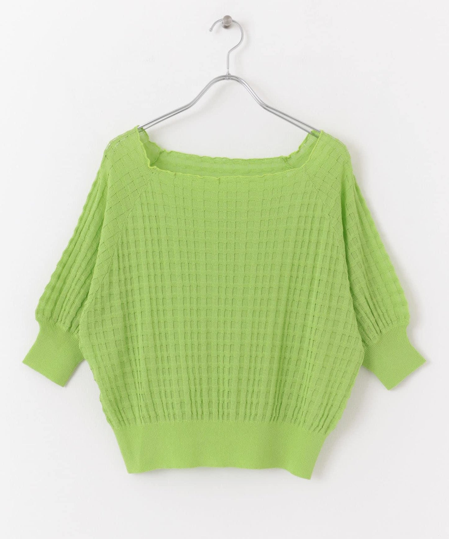 透視提花拼色針織上衣