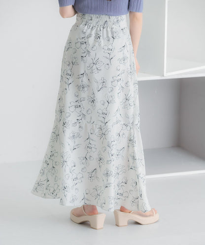 花卉印花荷葉邊半身裙