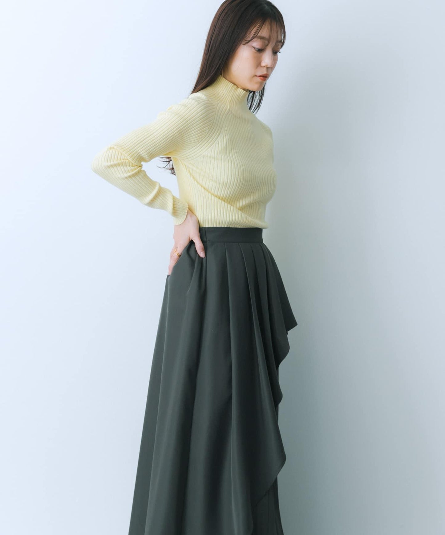 透視褶皺層疊半身裙