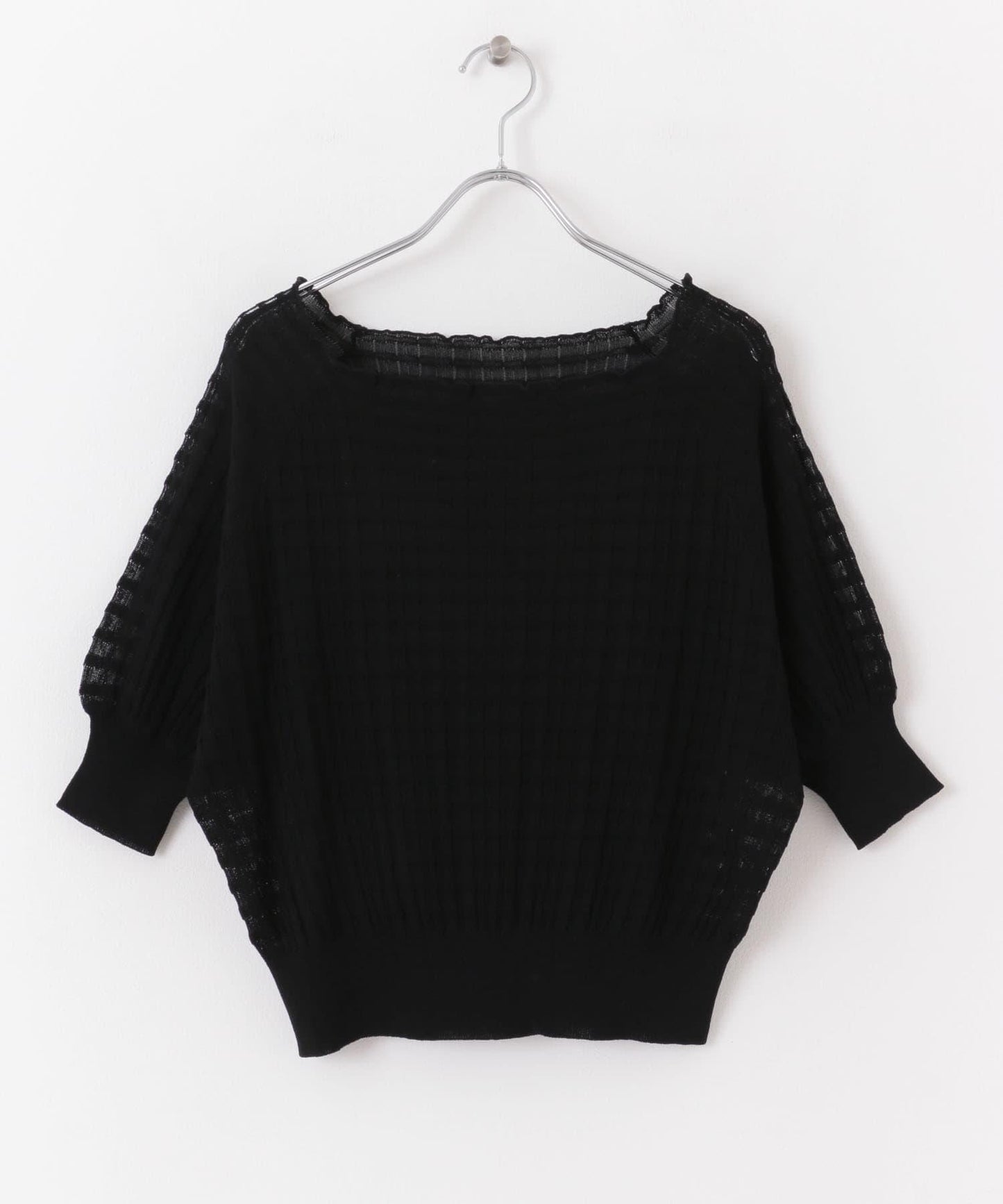 透視提花拼色針織上衣