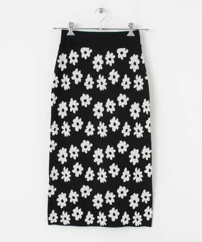 花卉圖案針織修身裙