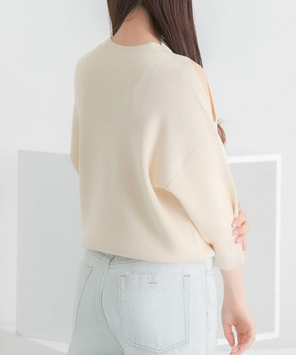 鏤空高領針織衫（五分袖）
