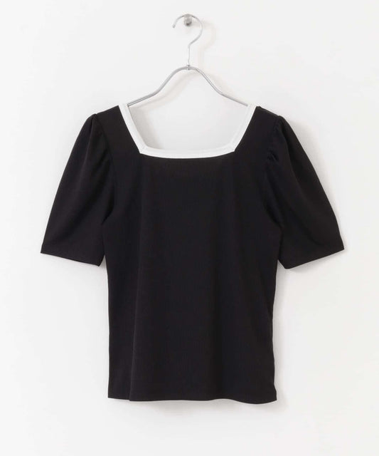 2WAY拼色羅紋上衣