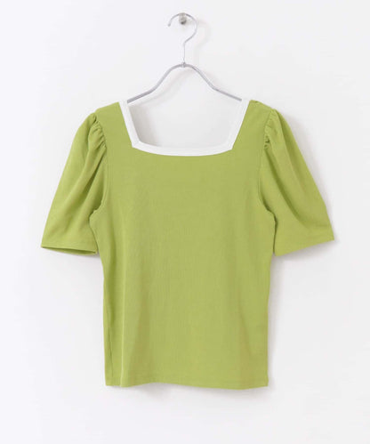 2WAY拼色羅紋上衣