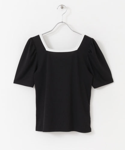 2WAY拼色羅紋上衣