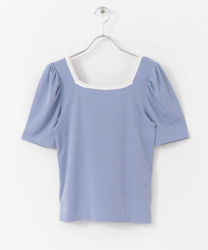 2WAY拼色羅紋上衣