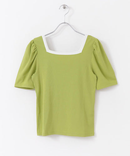 2WAY拼色羅紋上衣