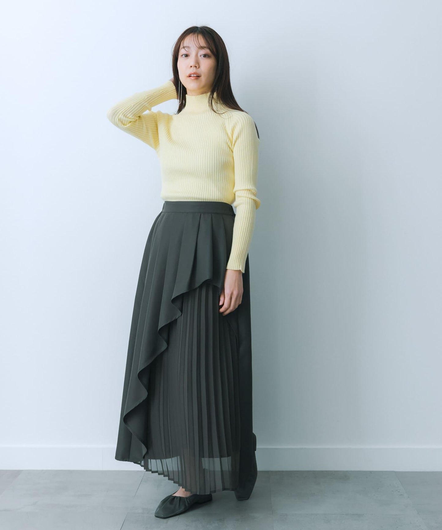 透視褶皺層疊半身裙