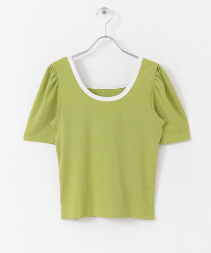 2WAY拼色羅紋上衣