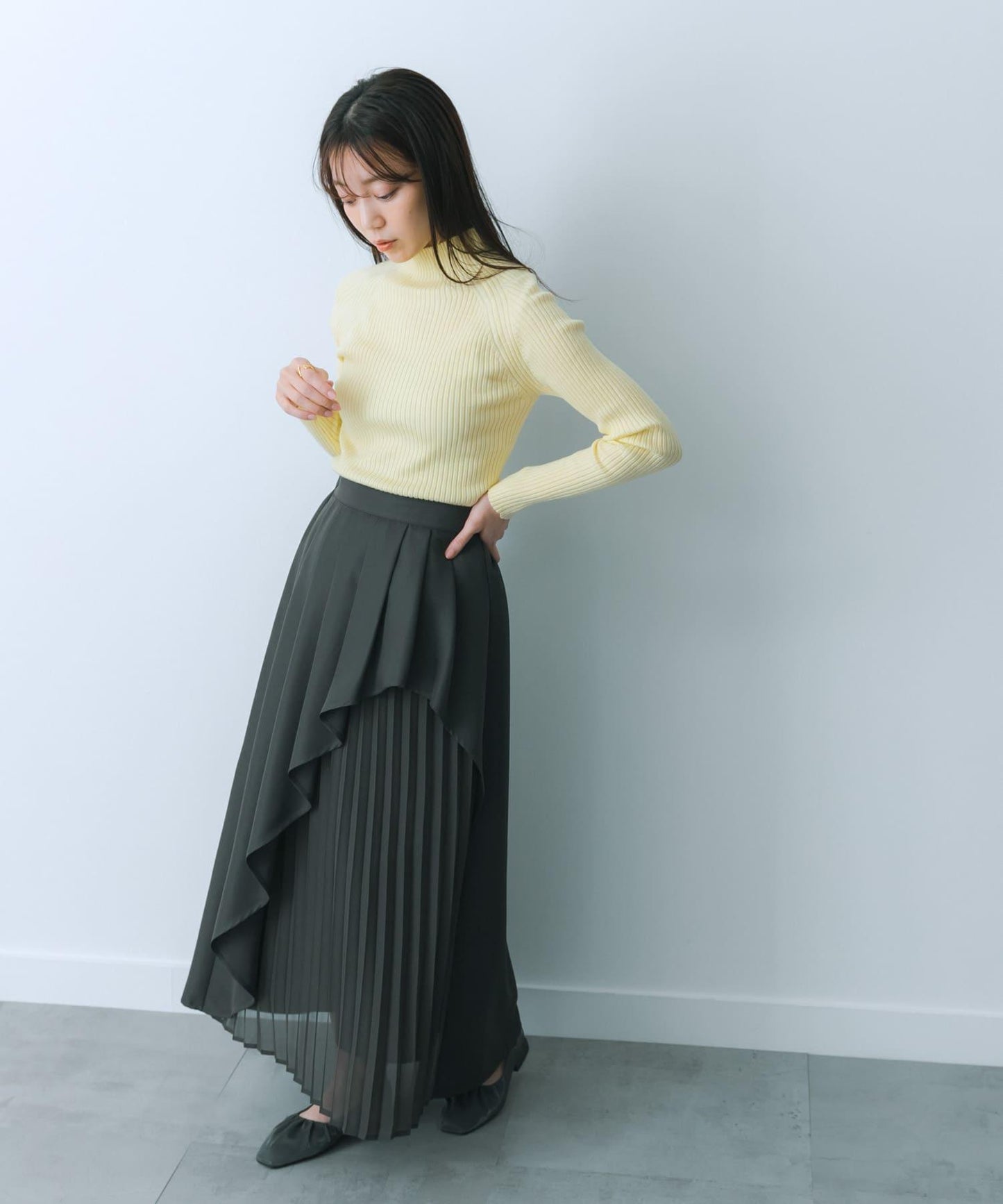 透視褶皺層疊半身裙