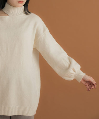 不對稱一字肩寬鬆針織衫