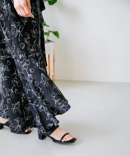 花卉印花荷葉邊半身裙