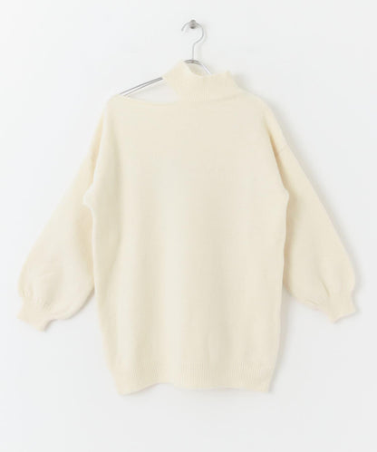 不對稱一字肩寬鬆針織衫