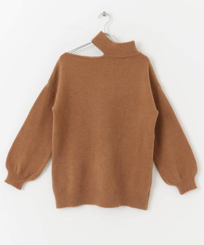 不對稱一字肩寬鬆針織衫