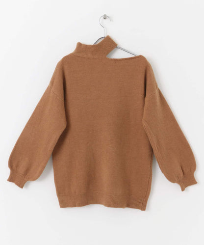 不對稱一字肩寬鬆針織衫