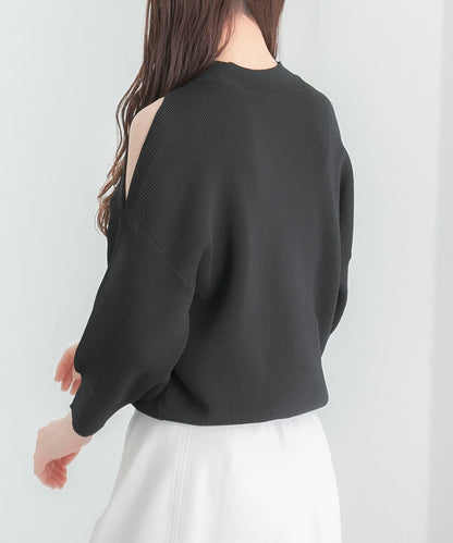 鏤空高領針織衫（五分袖）