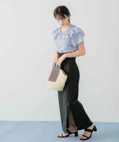 彈力開叉半身裙