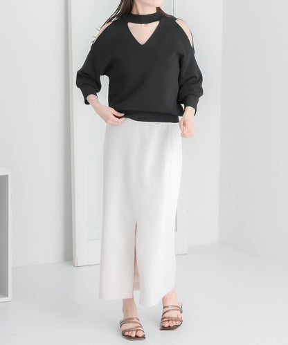 鏤空高領針織衫（五分袖）