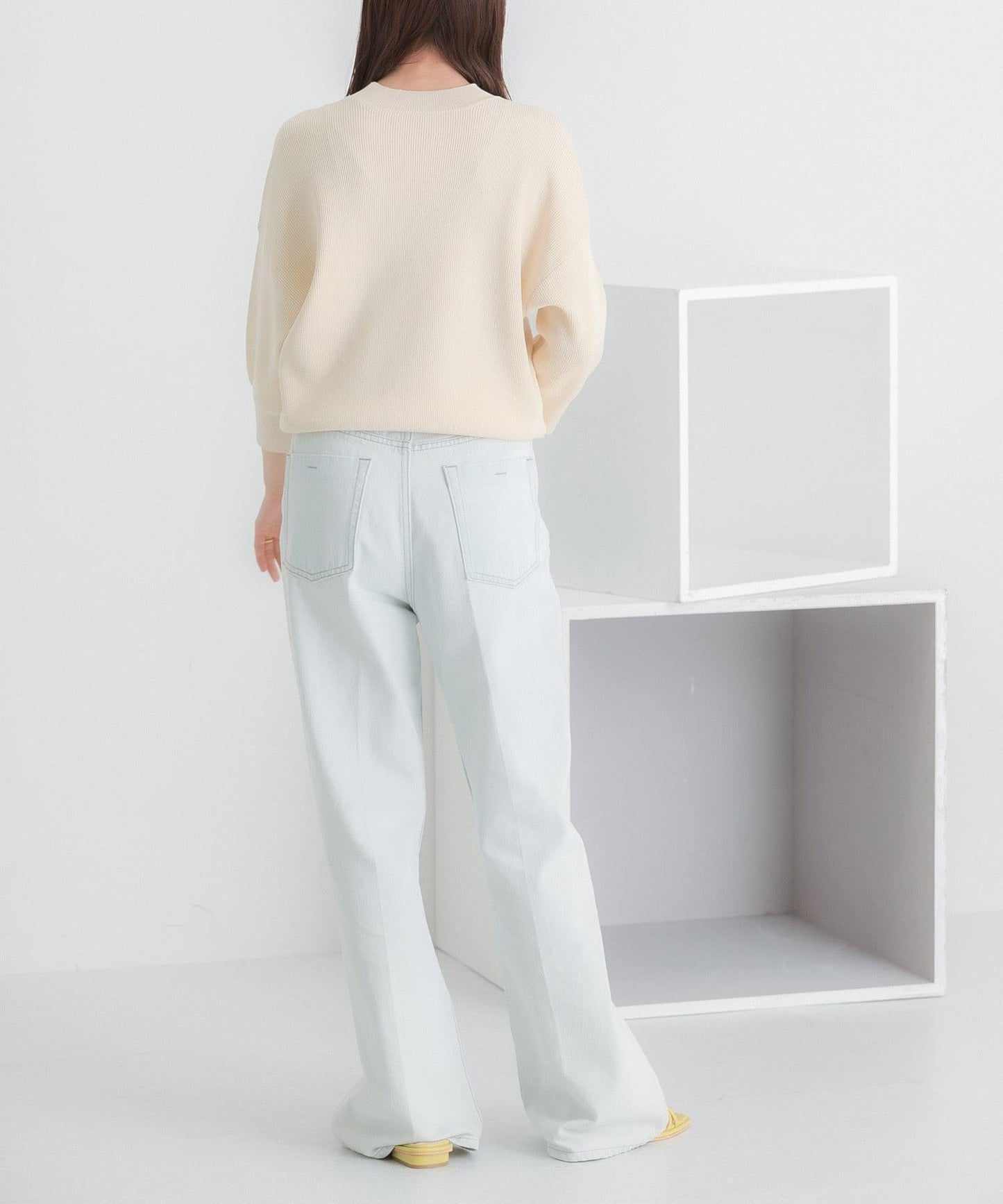 鏤空高領針織衫（五分袖）