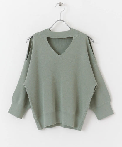 鏤空高領針織衫（五分袖）