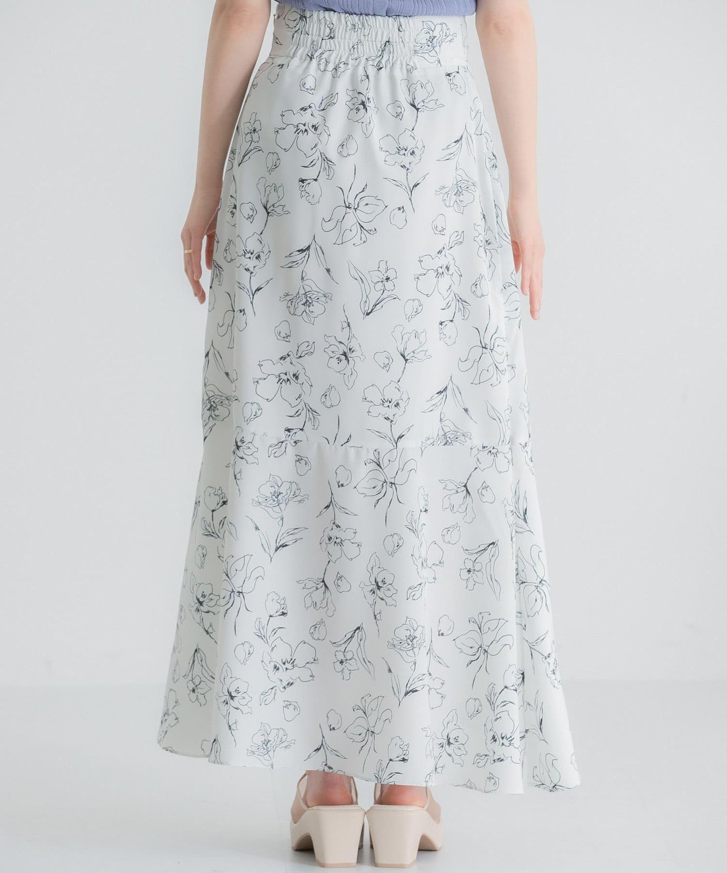 花卉印花荷葉邊半身裙