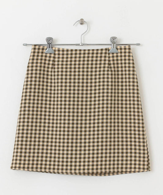 拼色圖案A字迷你裙