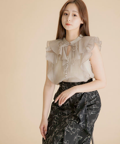 薄紗荷葉邊襯衫