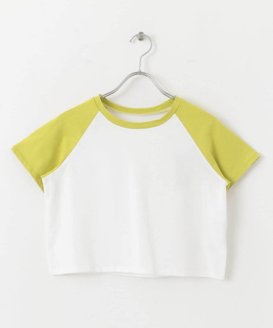 拼色插肩袖短款T恤