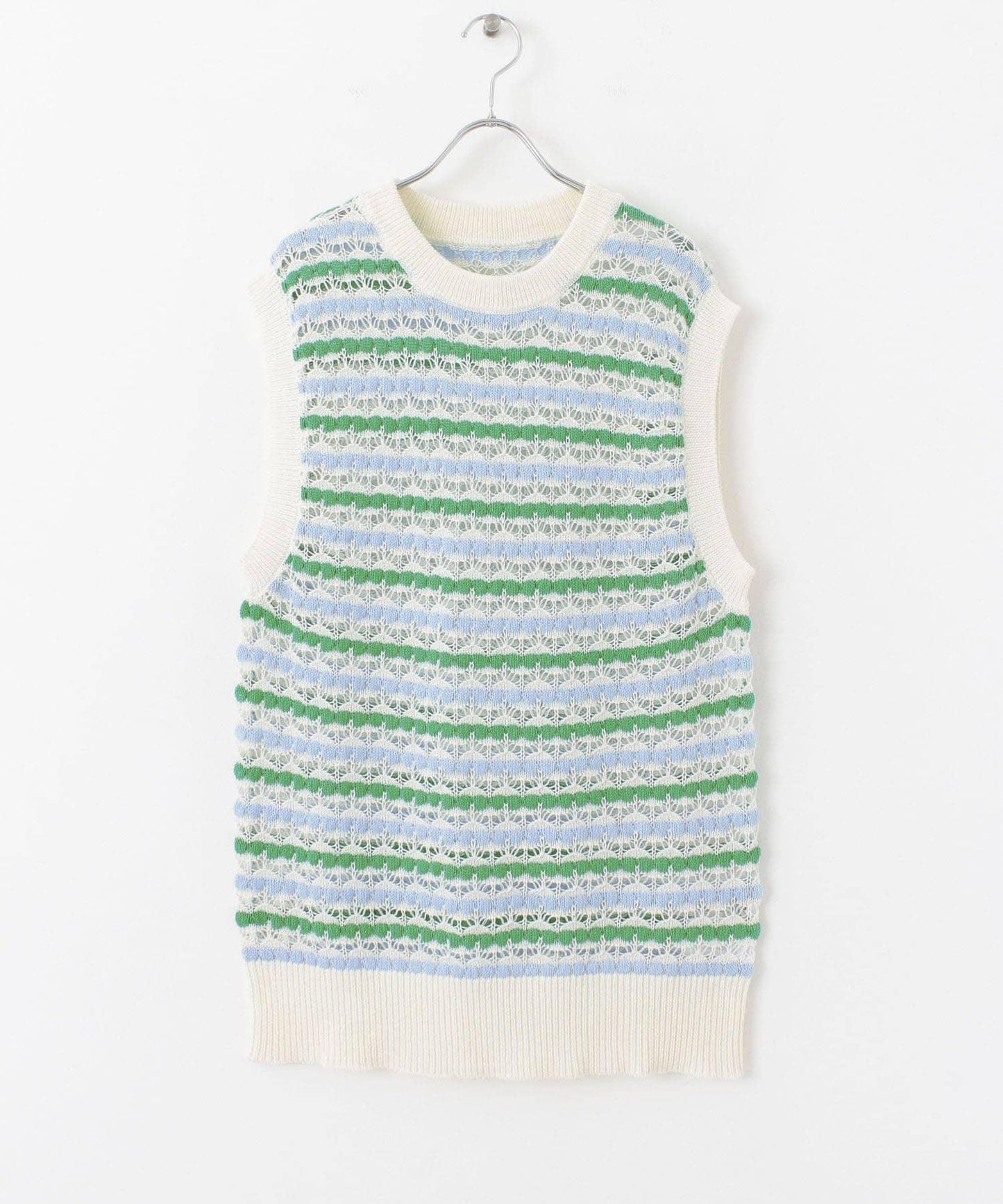 彩色鏤空針織背心