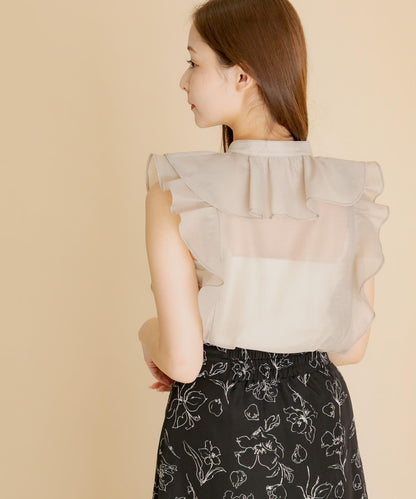 薄紗荷葉邊襯衫