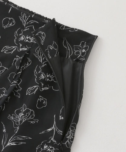 花卉印花荷葉邊半身裙