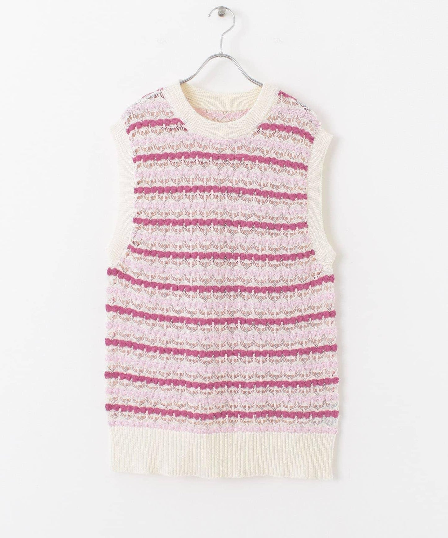 彩色鏤空針織背心