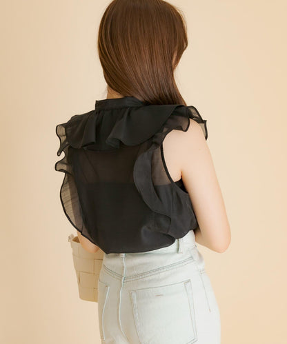 薄紗荷葉邊襯衫