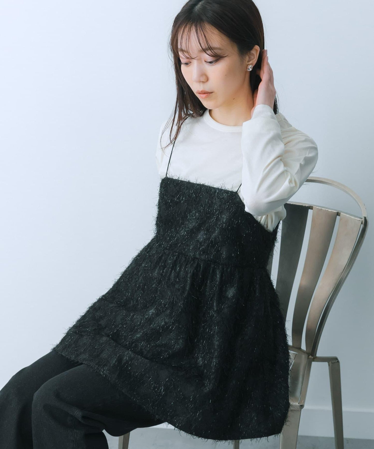 提花流蘇吊帶上衣