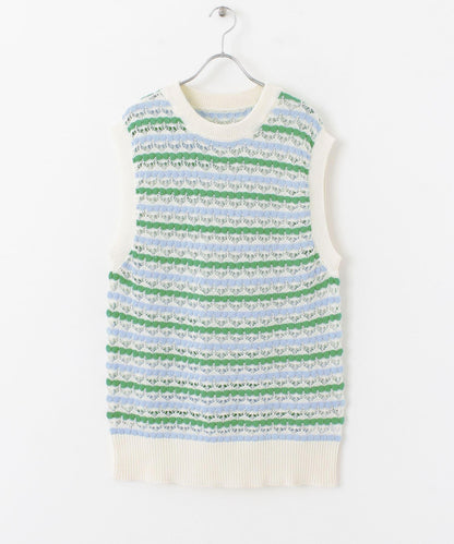 彩色鏤空針織背心